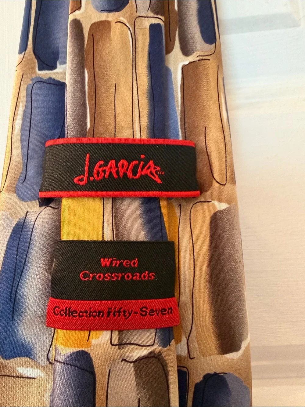 J. Garcia Blue, Gold & Black Patterned Set of 2 Neckties